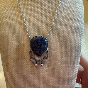 Silver and Blue Sodalite Pendant Necklace
